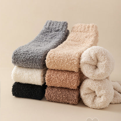 Chaussettes d'hiver chaudes en peluche pour femmes, chaussettes de protection à double usage pour le talon et le genou pour les personnes âgées