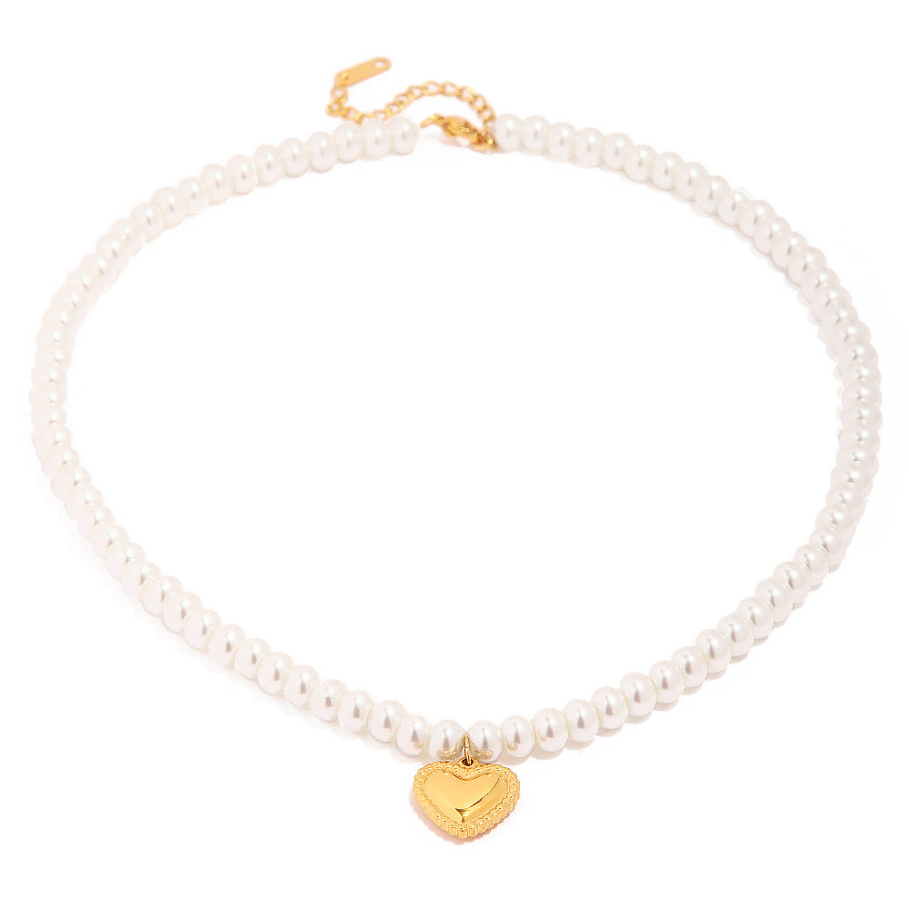 18k Gold Exquisite Noble Pearl and Heart Pendant Design Versatile Necklace