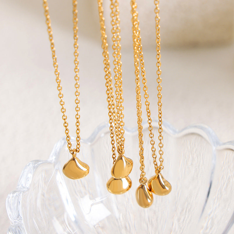 18K gold exquisite and simple geometric drop-shaped design light luxury style pendant necklace