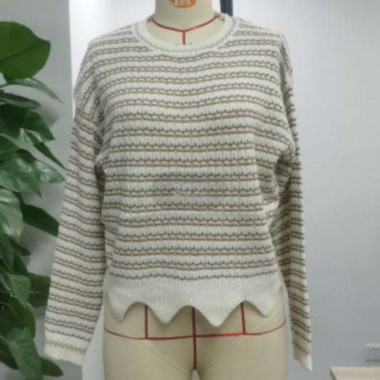 Pull ample à manches longues et col rond pour femme