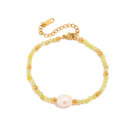 18K Gold Classic Simple Matching Freshwater Pearl Design Versatile Bracelet