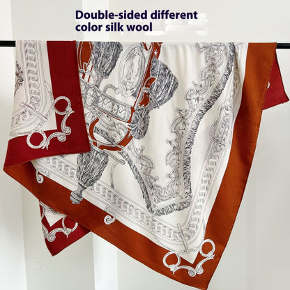 Foulard double face en laine de soie de différentes couleurs FINSBURY Forêt tropicale humide