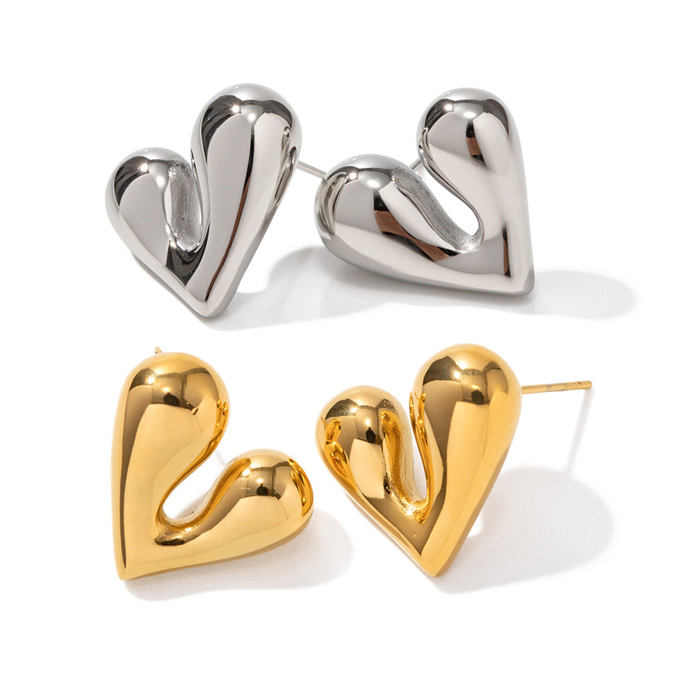 18K Gold Fashion Personality Liquid Heart Earrings