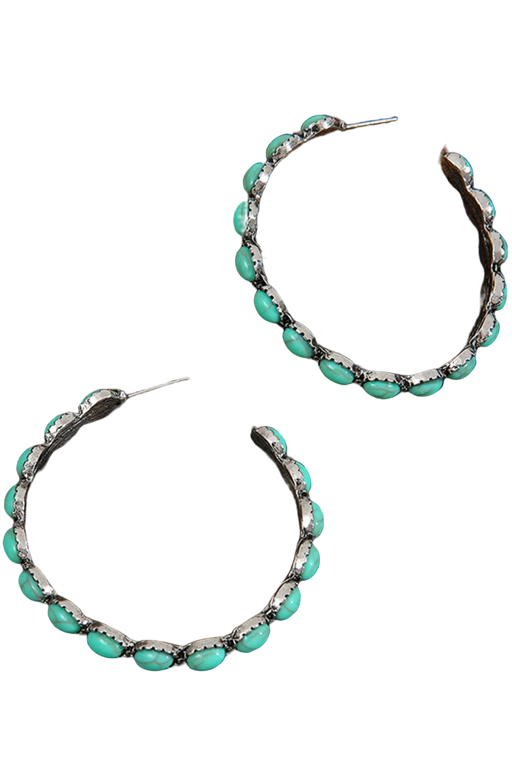 Boucles d'oreilles Bonbon Turquoise en forme de C avec grand cercle