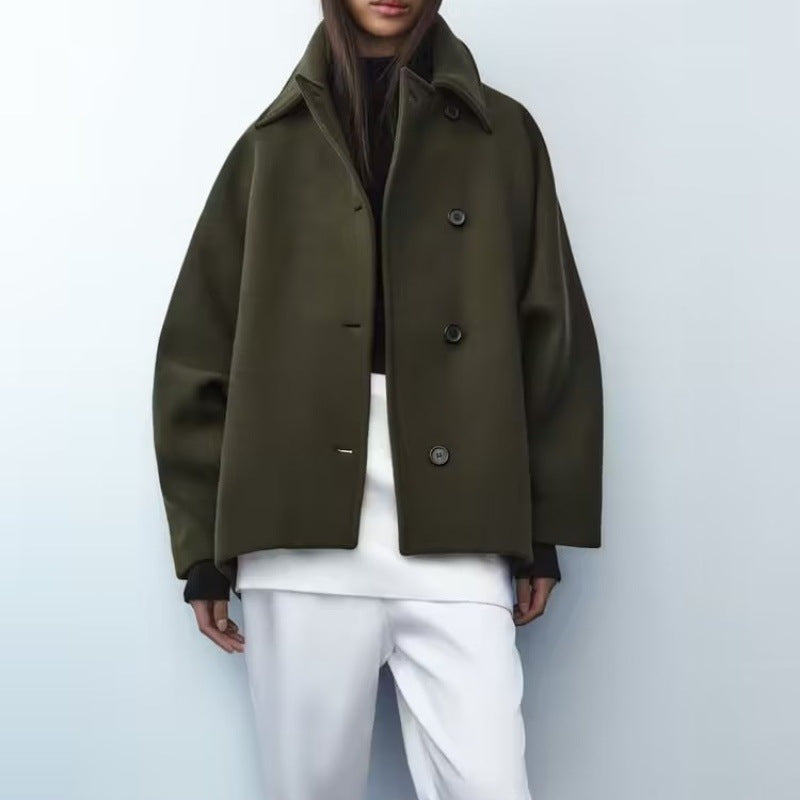 Manteau français à manches courtes et col polo mélangés