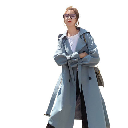 Trench-coat de style britannique pour femme, manteau ample mi-long de tempérament pour printemps et automne