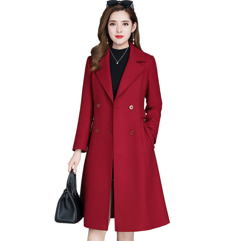 Thickened Woolen Coat Women's Mid-length