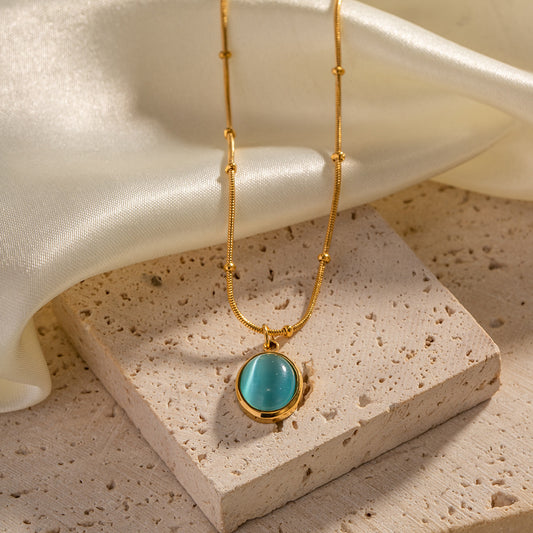 18K Gold Noble Atmosphere Inlaid Blue Zircon Versatile Necklace