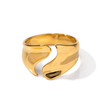 18K Gold Fashionable Novel Curved Opening Design Versatile Ring