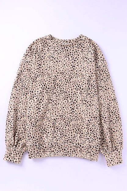 Leoparden-Boyfriend-Sweatshirt mit Leopardenmuster und Rundhalsausschnitt