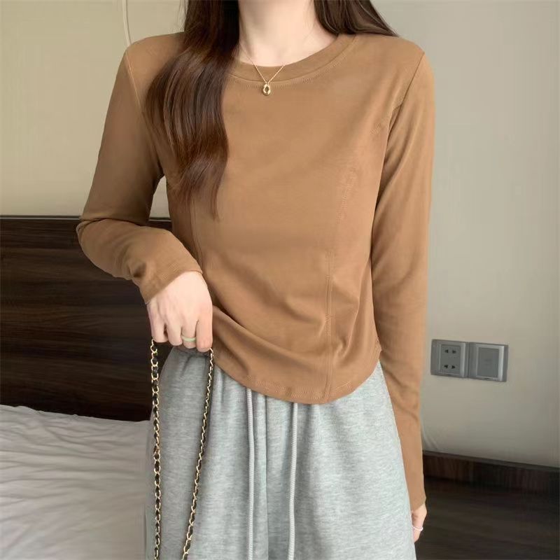 Women's Thickened Long-sleeved T-shirt Dralon Short Top