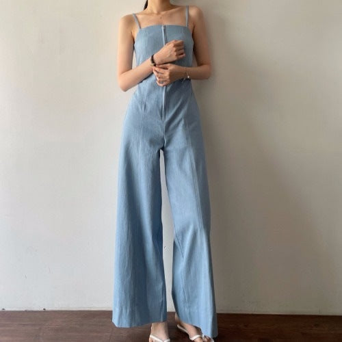 Back Strap Casual Long Suspender Jumpsuit