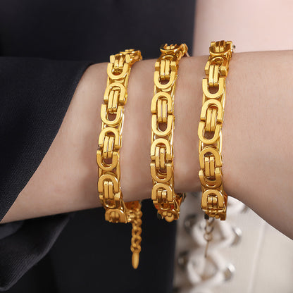 18K gold retro hip-hop style design bracelet