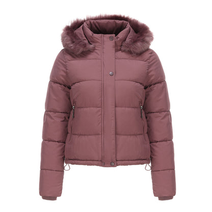 Manteau chaud en coton à manches longues pour femme, chapeau détachable en velours court, automne et hiver