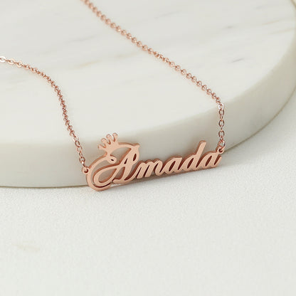 Exquisite dazzling crown with customizable name design light luxury style necklace