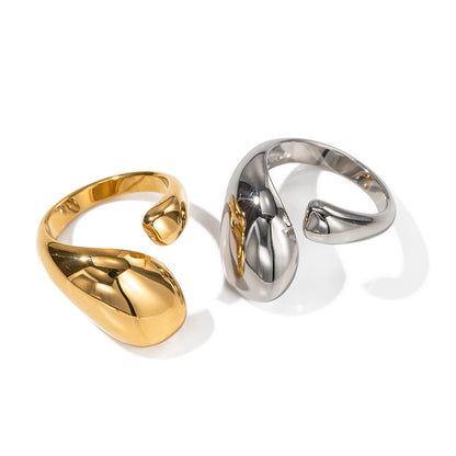 18K gold fashionable and simple drop-shaped design ring