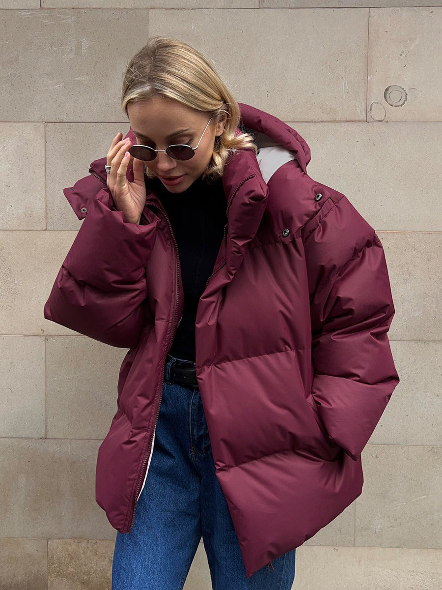 Manteau de mode avec capuche amovible veste en coton hiver chaud coupe-vent veste en coton ample vêtements d'extérieur parka ample