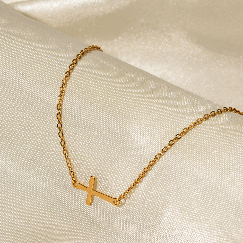 18K Gold Classic Simple Cross Design Versatile Bracelet