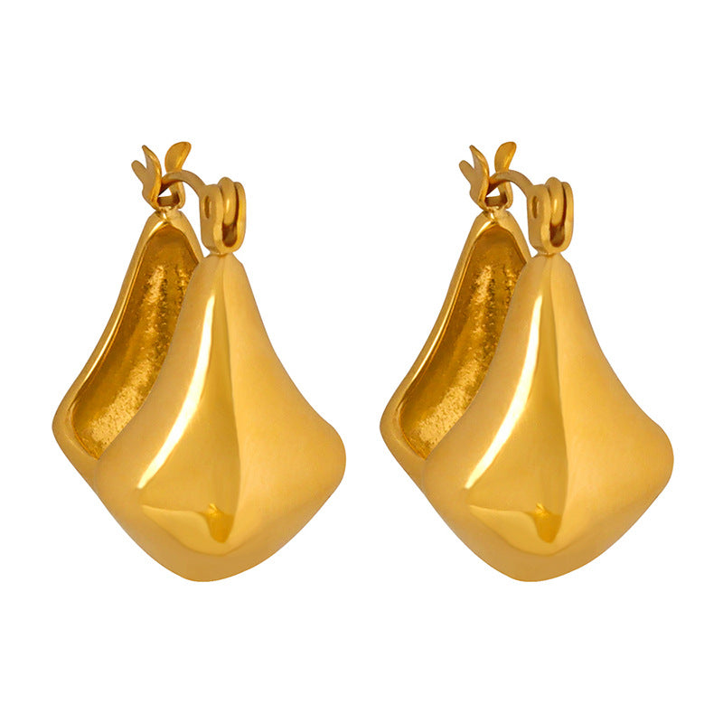 18k Gold Exquisite and Noble Geometric U-shaped Design Light Luxury Earrings