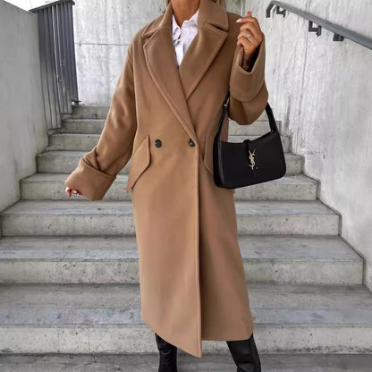 Manteau croisé en laine avec col de costume