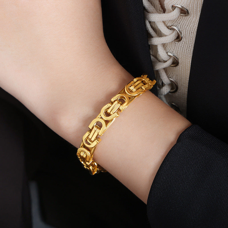 18K gold retro hip-hop style design bracelet