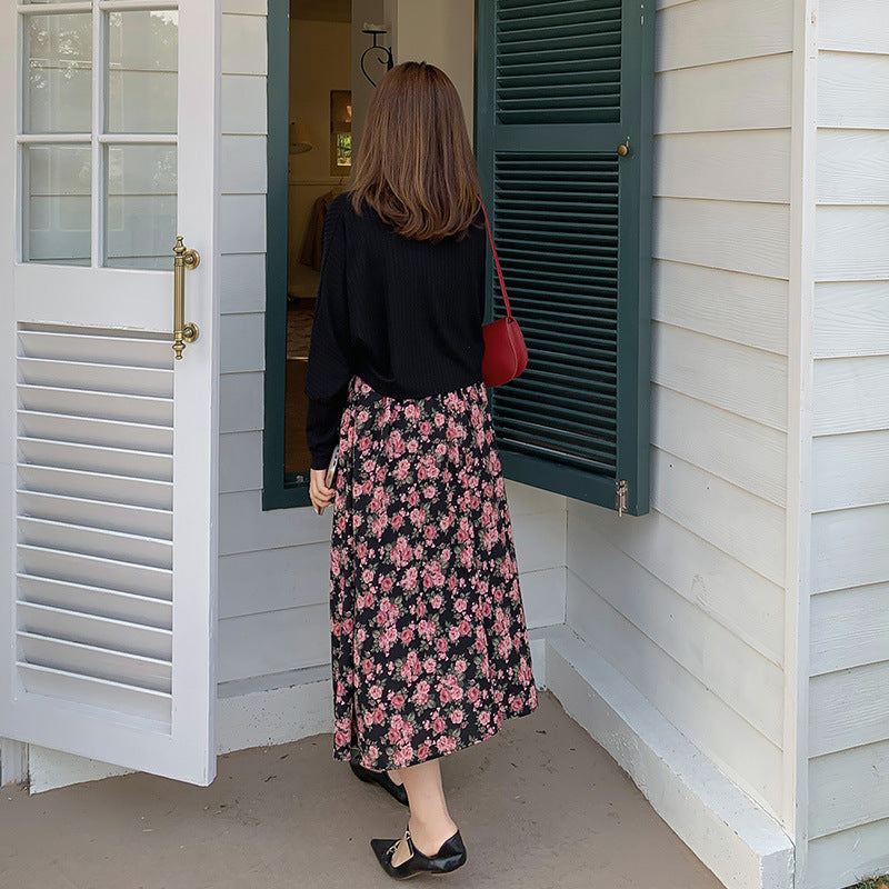 Ensemble deux pièces Cardigan à robe florale à col licou pour femmes