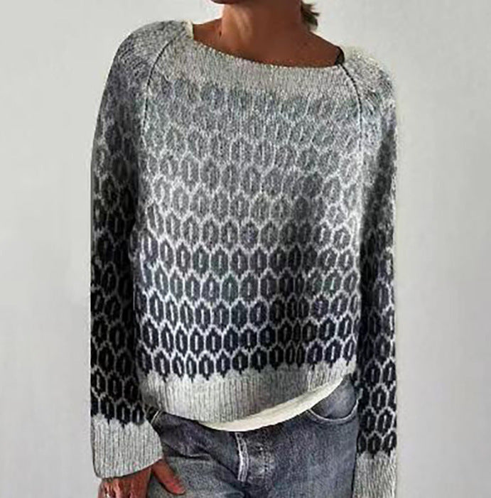 Pull ample multicolore à col rond pour femme