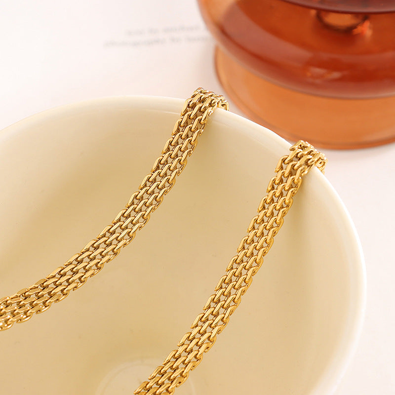 18K gold fashionable simple braided chain design versatile necklace