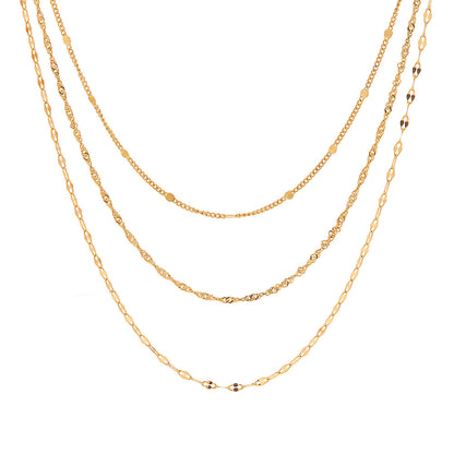 18k Gold Fashion Simple Three-layer Design Versatile Necklace