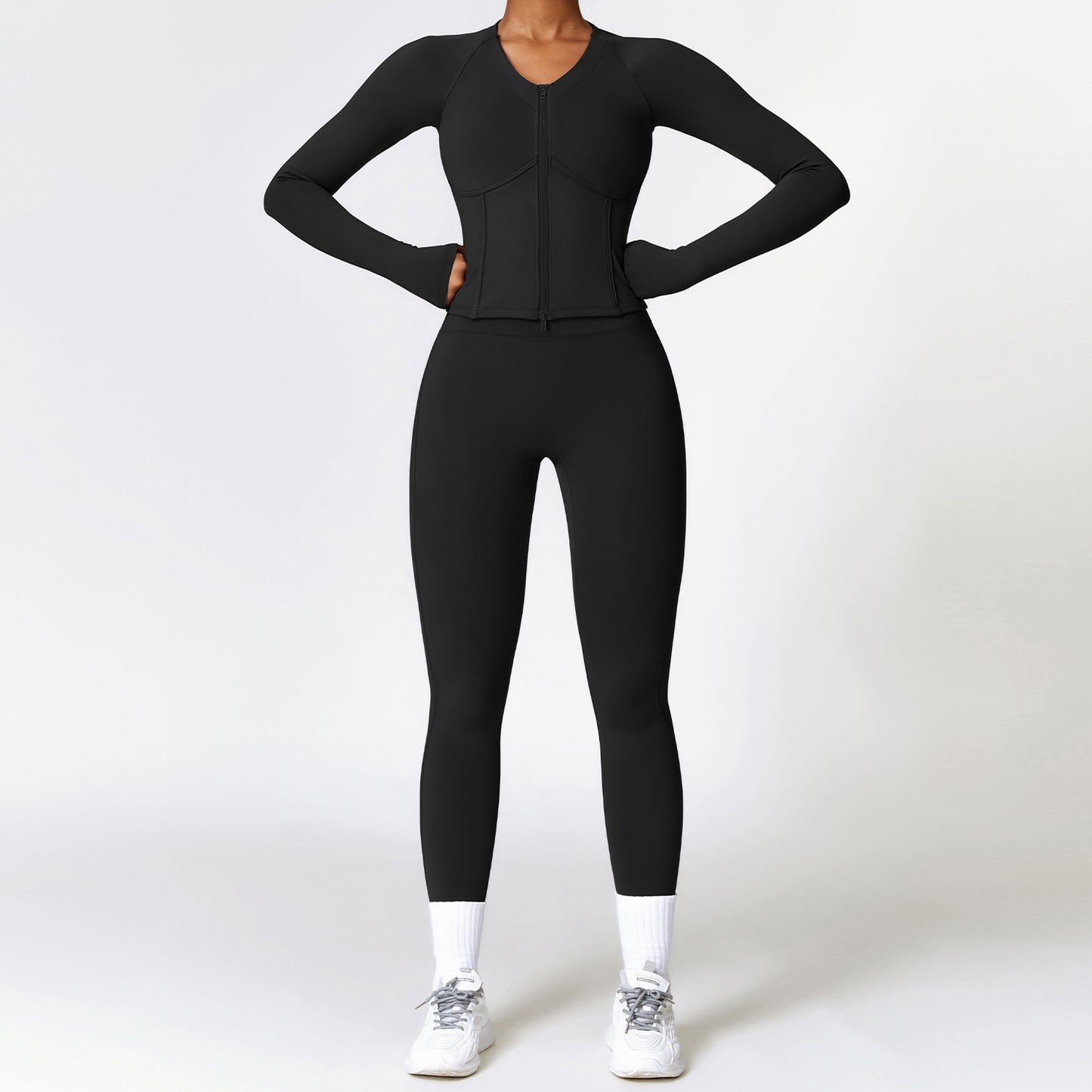 Women's Winter Fleece Thermal Long Sleeves Yoga Clothes Suit