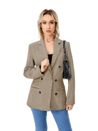 Nouveau manteau croisé à carreaux pour femmes de style européen et américain