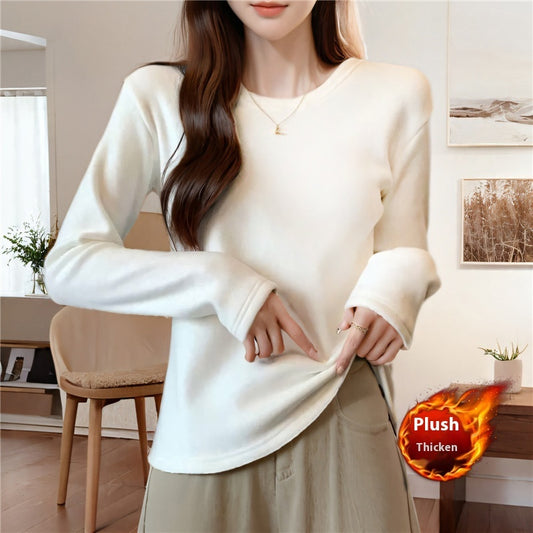 Autumn And Winter Velvet Padded Bottoming Shirt Women