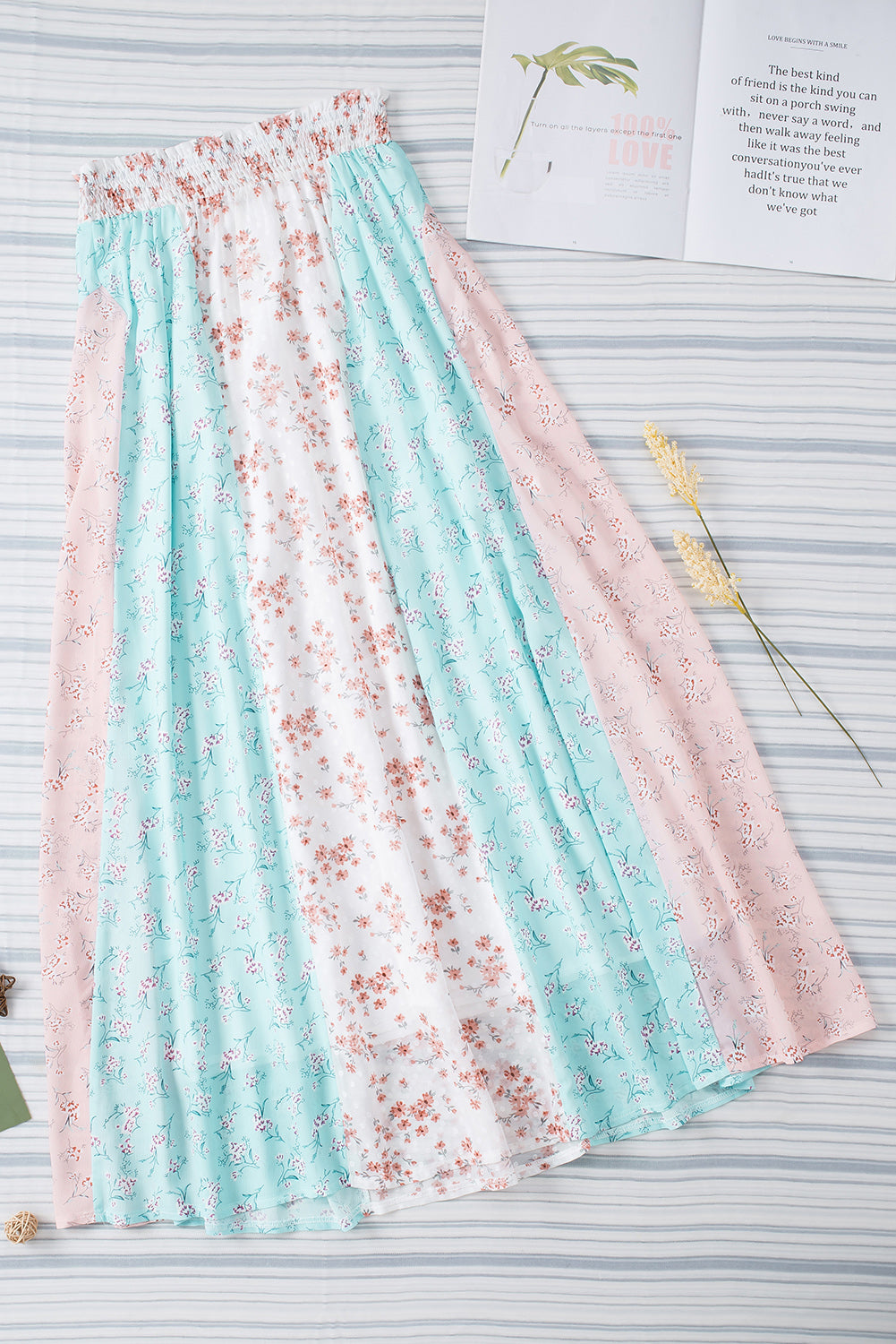 White Multi Floral Print Maxi Skirt