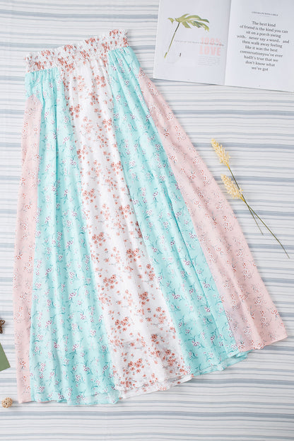 White Multi Floral Print Maxi Skirt