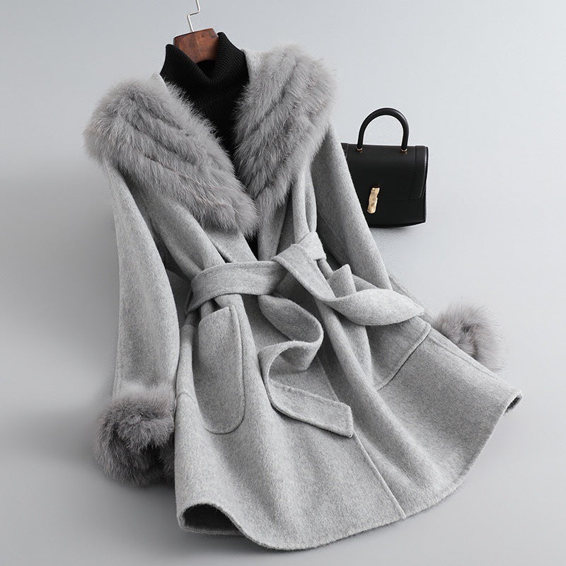 Autumn And Winter Coat Women's Sheepskin Woolen Slim Fit