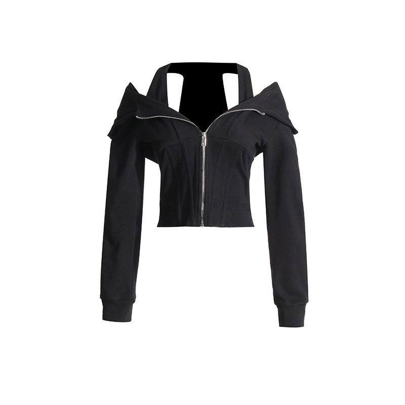 Women's Fake Two-piece Design Waist-tied Hooded Sweater