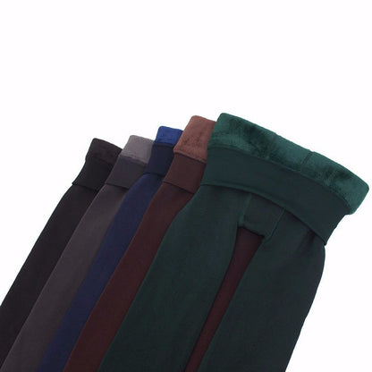 Pantalon une pièce sans couture en velours perlé de couleur bonbon, anti-boulochage, doublé polaire, rembourré, garde au chaud, pour femme, automne et hiver