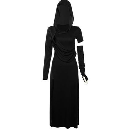 Halloween High Waist Sheath Dress Dark Witch Party Costume