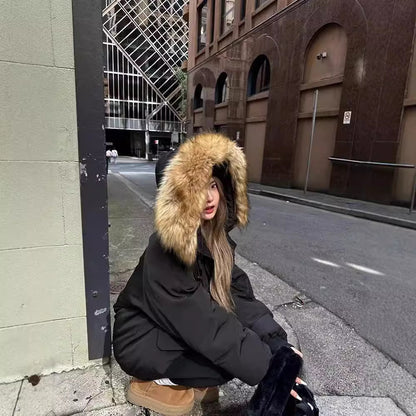 American Retro Parka Fur Collar Coat