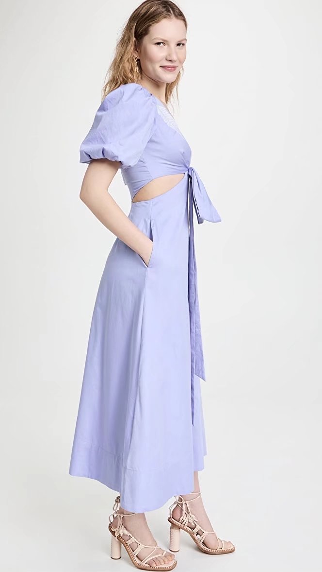 Early Spring Vacation Purple Chest Bow Waist-Baring Dress