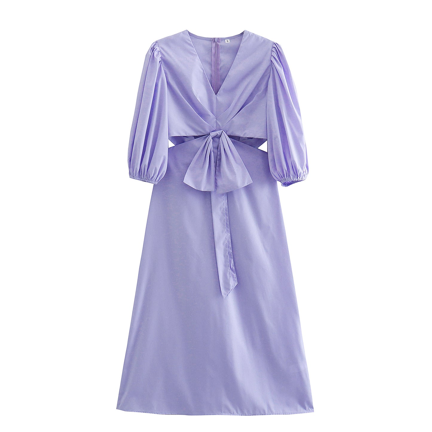 Early Spring Vacation Purple Chest Bow Waist-Baring Dress