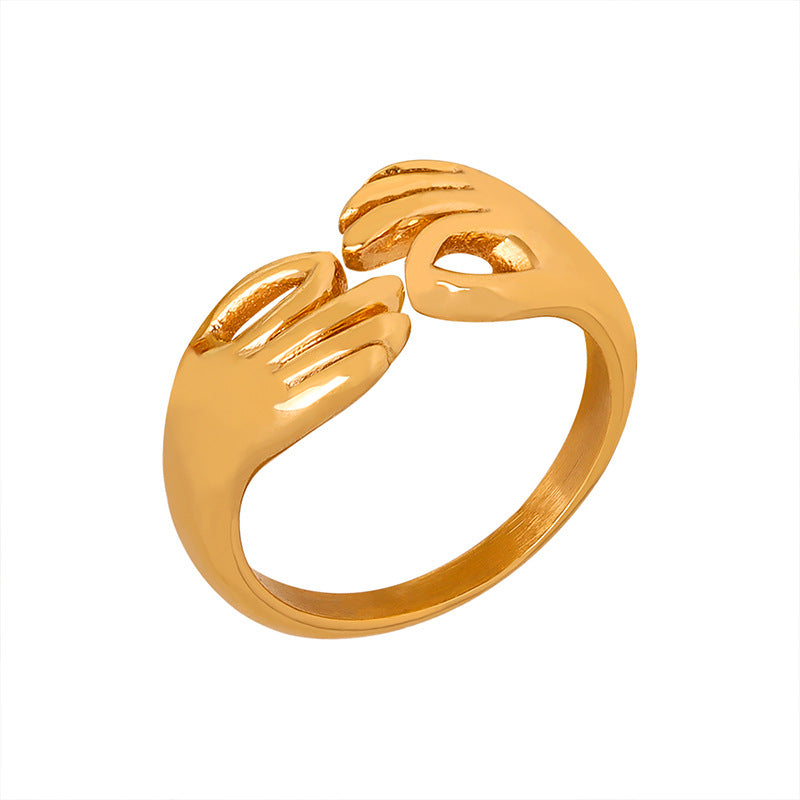 18K gold fashionable OK gesture design versatile ring