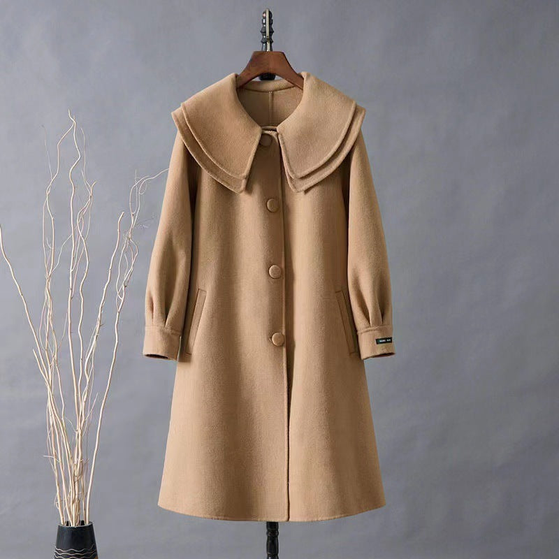 Women's Double-layer Collar Mid-length Coat