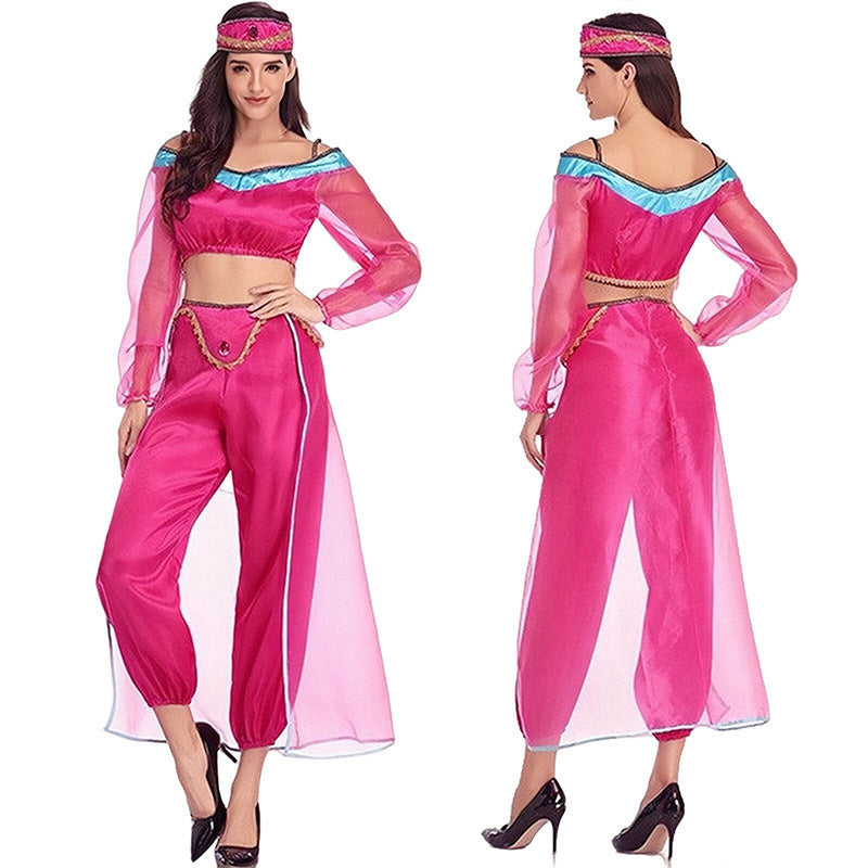 Robe princesse Jasmine pour femmes, tenue de spectacle sur scène d'Halloween