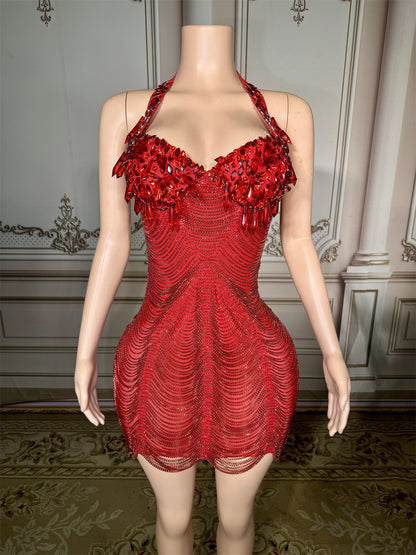 Robe rétroéclairée à diamants Red Dew pour femme