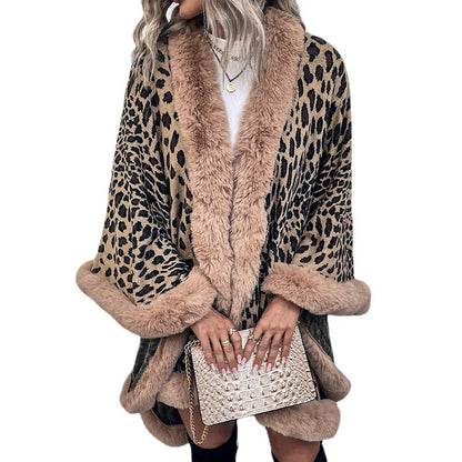 Autumn And Winter New Fur Collar Cape Cardigan For Women