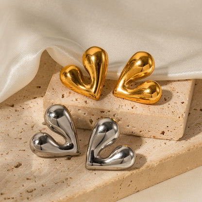 18K Gold Fashion Personality Liquid Heart Earrings