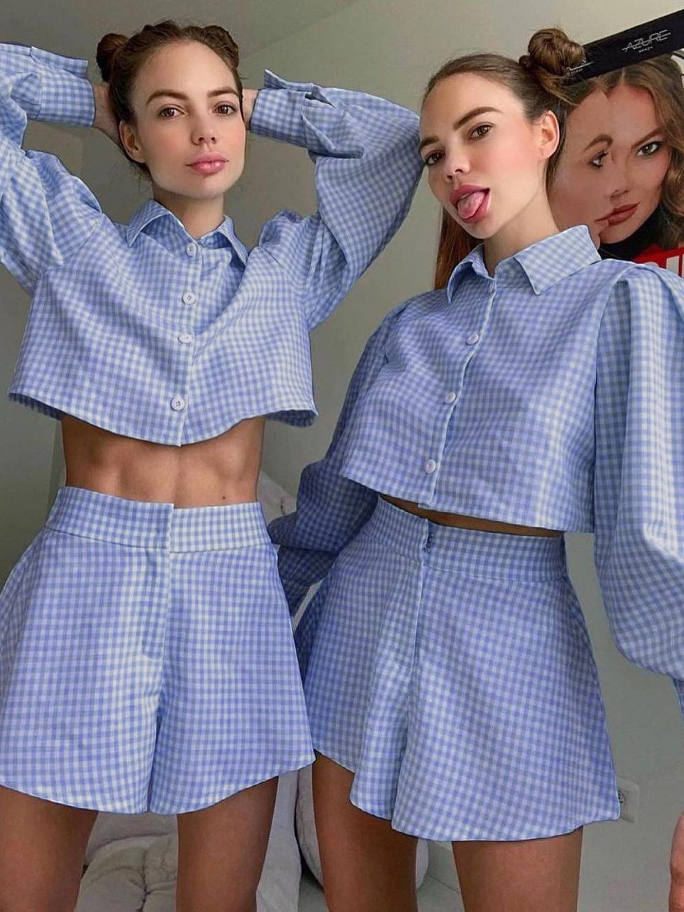 Women's Fashion Casual Plaid Shirt Shorts Set