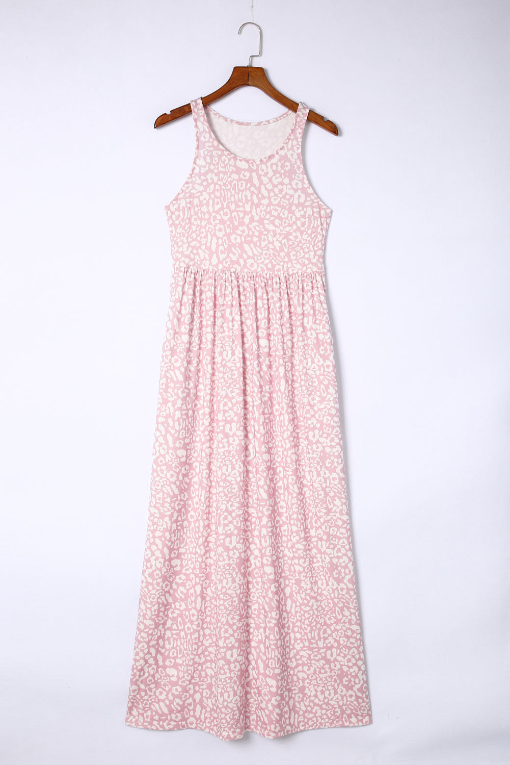 Robe débardeur longue à poches léopard rose