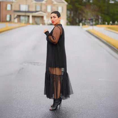 Ensemble deux pièces en tulle à bretelles et jupe pour femme de couleur unie